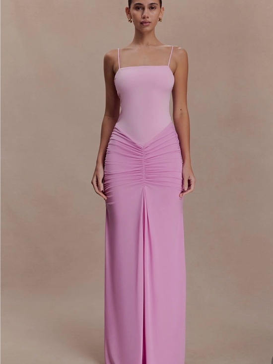 Meshki Dresses & Skirts - Meshki Pink Strapless Ruched Column Gown
